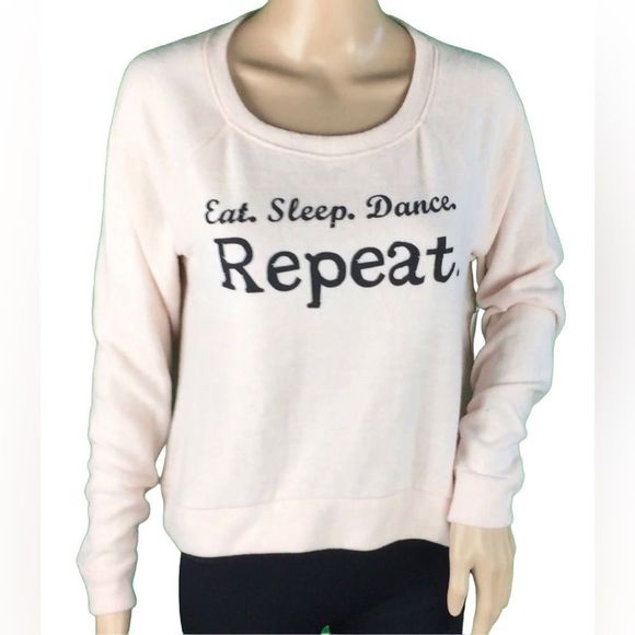 New Nordstroms B.P. Casual Light Pink “eat sleep dance repeat” Sweater XS - Picture 1 of 8